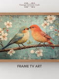 Valentine Samsung Frame TV Art, Love Birds, Valentine's Day, Winter Spring Romance Frame TV Decor, Vintage Oil Painting, 4K Digital Download Love Romance Flower