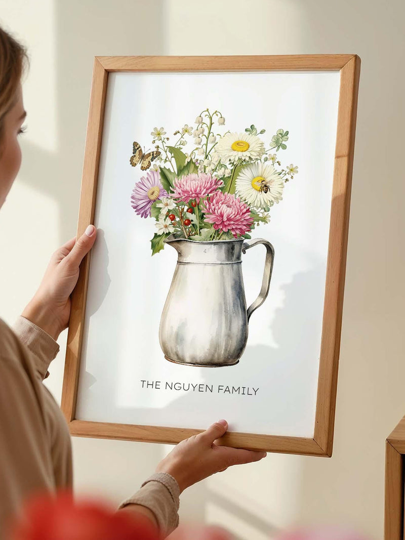 Personalized Birth Flower Bouquet Print, Family Keepsake (Digital Download) birthday flower