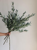 37" Fake Gray-green Olive Leaf Branch, Artificial Spring Plant Branch, Fake Greenery DIY Home/Kitchen/Office Decoration, Diy Table Decors faux plants