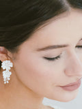 Wedding Flower Earrings, Bridal Floral Drop Earrings, Handmade Floral Earrings, White Flower Earrings, Statement Flower Earrings, "Ophelia" silk flower