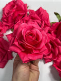 Hot Pink Flower Heads Wedding Fuchsia Artificial Flowers Wedding Pink Rose Head Silk Home Decor Magenta Flower Heads Artificial Hot Pink silk flower