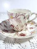 Copeland Spode Demitasse Cup and Saucer Set Rosebud Chintz England Floral Vines flower spore