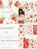 Watercolor Valentines Day Clipart Bundle,Cottage Romance Romantic Clip Art PNG, Love Clipart, Digital Download Stickers, Commercial Use Love Romance Flower