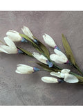Vintage Snowdrop Silk Flower Spray Wedding White Millinery Blossoms with Leaves AS IS Bridal Bouquets Head Bands Floral Arrangements silk flower