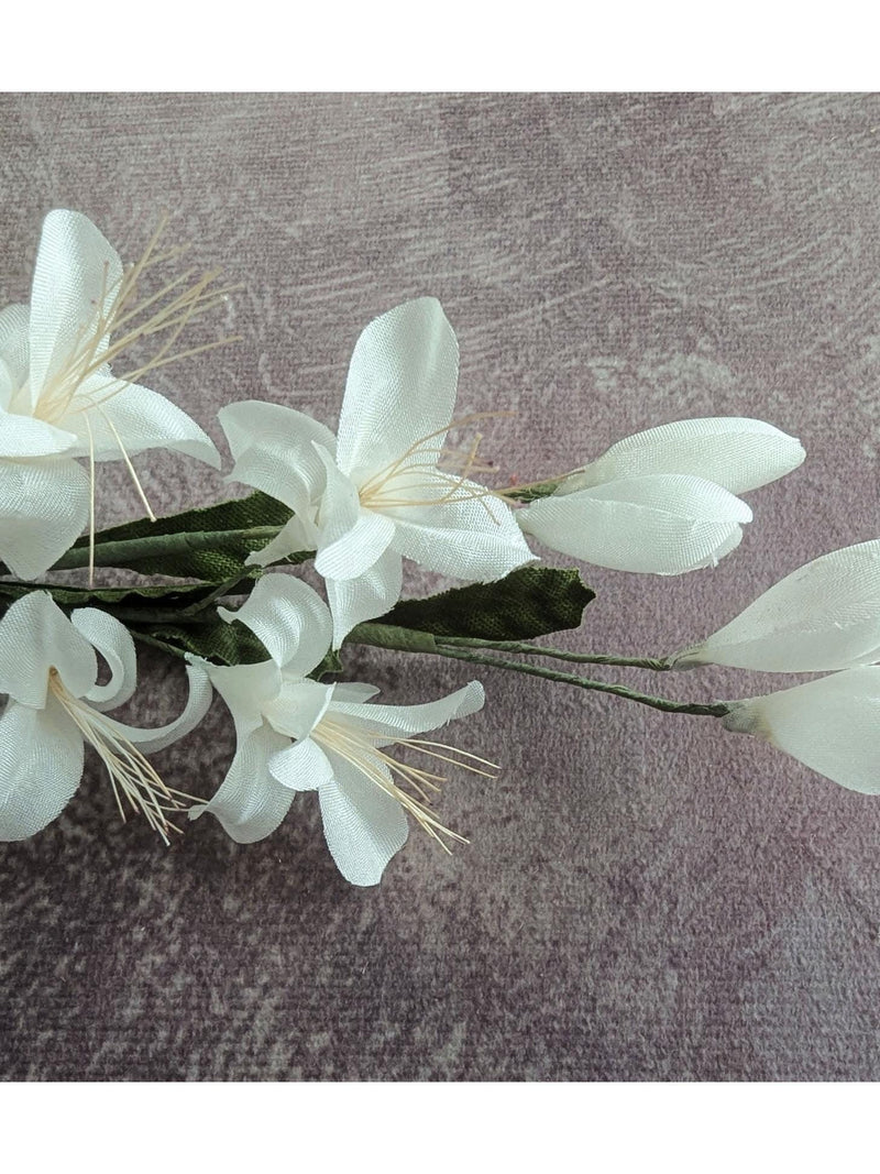 Two Stems Vintage Orange Blossoms Buds White Silk Millinery Flowers for Hats Weddings Bridal Crowns Corsages Floral Arrangements Crafts NOS silk flower