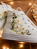 Wedding Converse, White Wedding Bouquet Embroidered Converse for Bride, Peony Flower Embroidered Wedding Sneaker, Bridal Converse Embroidery wedding flower