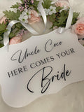 Here comes the bride sign, Ring bearer sign, Flower girl sign, Wedding sign, Aisle sign, modern wedding decor, acrylic wedding sign wedding flower