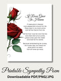 Loss Of Mom Sympathy Poem: Roses In Heaven Printable Art (Digital Download) sympathy flower
