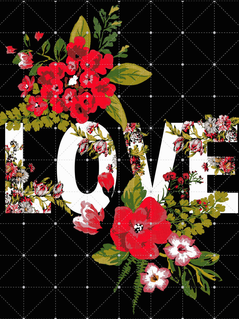 Floral Love Text Png, Flowers Love Text Clipart Png, Watercolor Flowers Love Png, Valentines Day Love Design Png, Sublimation Png Love Romance Flower