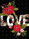 Floral Love Text Png, Flowers Love Text Clipart Png, Watercolor Flowers Love Png, Valentines Day Love Design Png, Sublimation Png Love Romance Flower