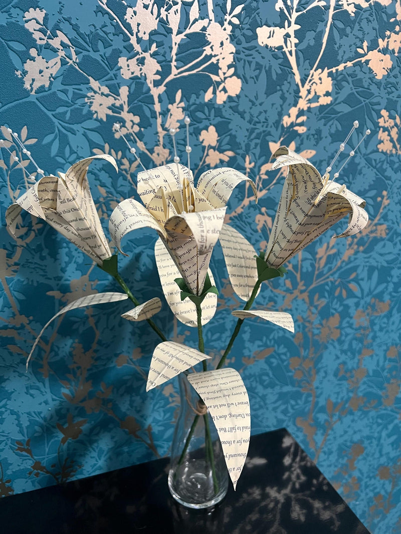 Personalised Paper Lily Gift, Wedding Vows, Song Lyrics | Valentines, Anniversary ANNIVERSARY