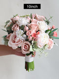 Faux Real Touch Flowers Dusty Rose Pink Bridal Bouquet, Spring Summer Wildflowers Wedding Bouquet, Design in Rose and Peony, Sage Green wedding flower