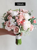 Faux Real Touch Flowers Dusty Rose Pink Bridal Bouquet, Spring Summer Wildflowers Wedding Bouquet, Design in Rose and Peony, Sage Green Bouquet