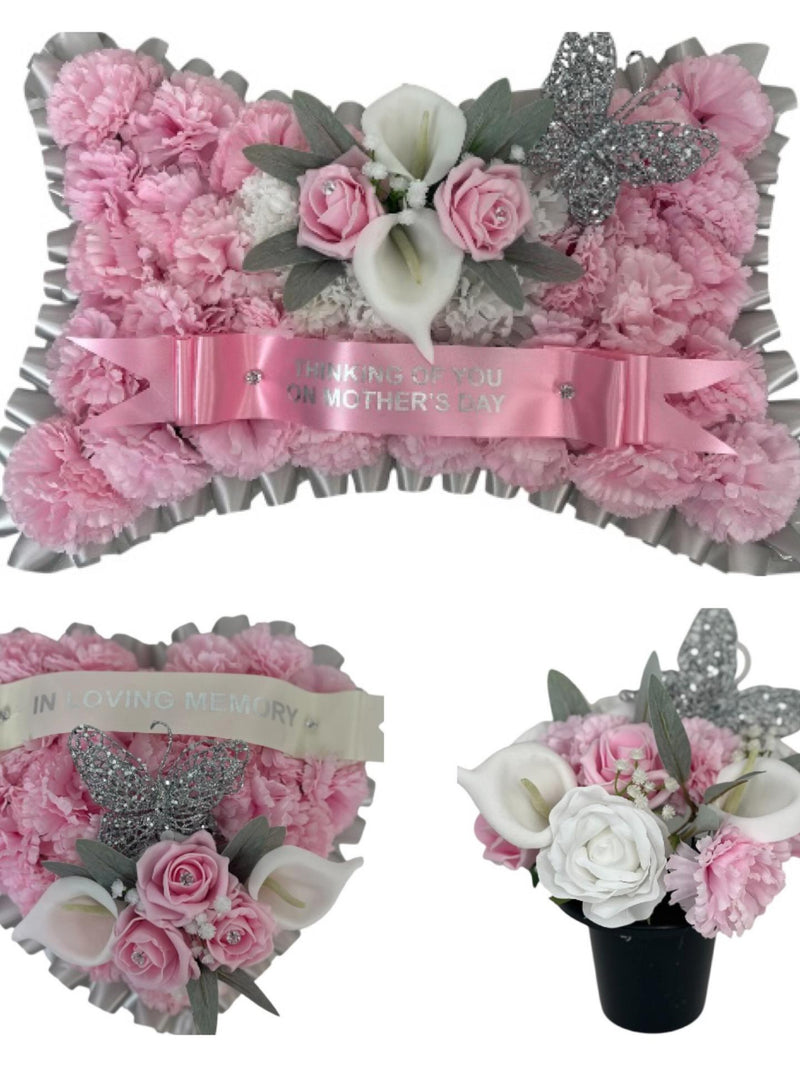 Grave Flowers Wreath Funeral heart pink  Tribute Memorial wife , Husband ,Mum FLOWER DELIVERY