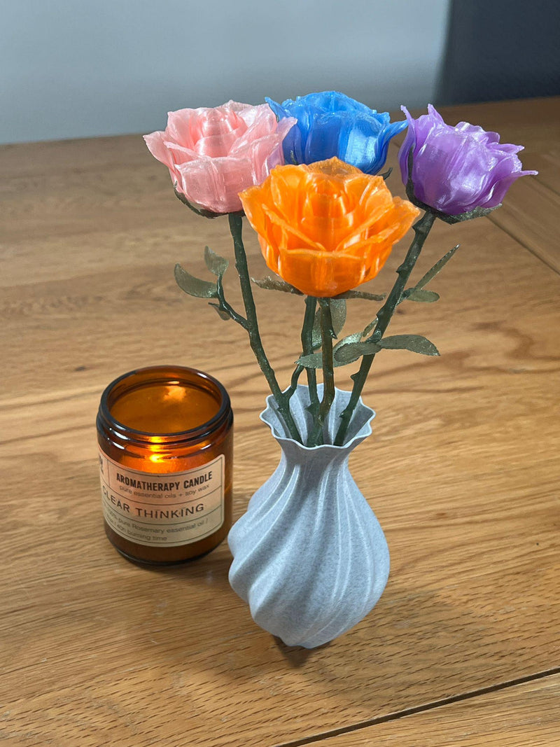 Gorgeous Flowers Translucent glass effect, 3d Printed Roses Valentines Gift House Warming Wedding Tables, Events house warming flower