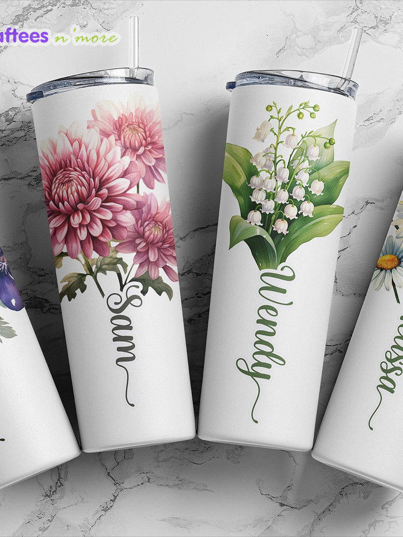 Personalized Birth Flower Tumbler, Custom Name Cup Birthday/Christmas/Mother's Day Gift for her birthday flower