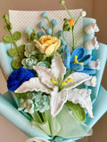Handmade Crochet Flowers Bouquet, Lily, Cotton Yarn Bouquet
