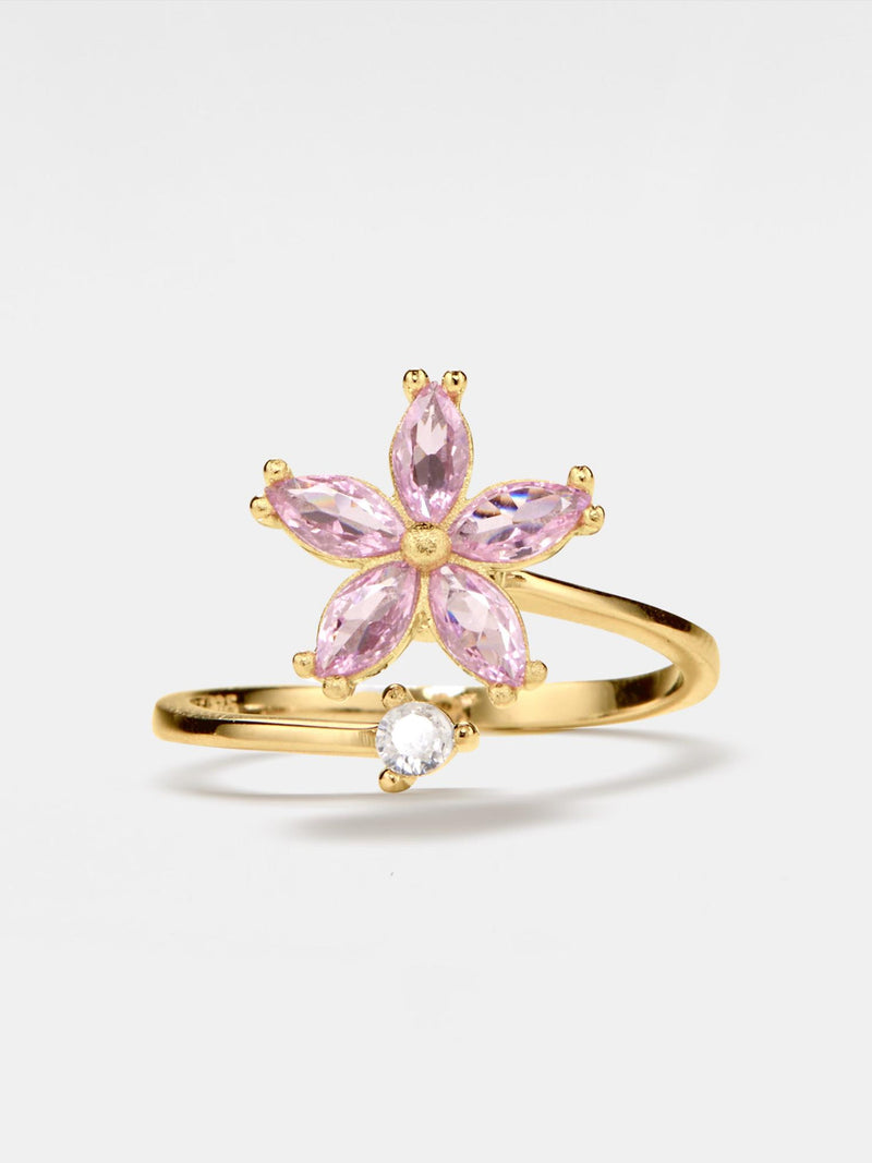 PERIMADE Flower Fidget Spinner Ring ¥  Pink Flower Fidget Spinning Ring ¥ Sterling Silver Friendship Jewelry ¥ Trendy Best Friend Gift ANNIVERSARY