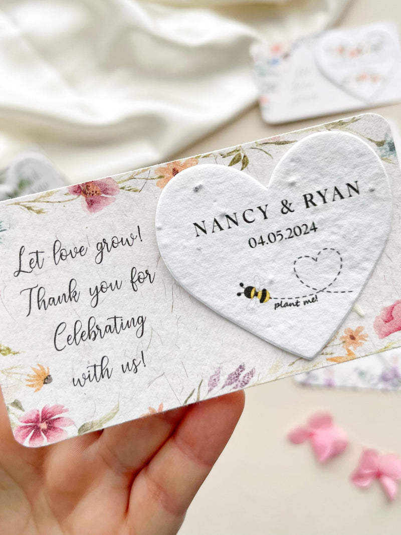 Plantable Wildflower Seed Paper Hearts: Eco-Friendly Wedding Favors flower seeds