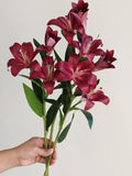 Burgundy Faux Lily Stem: 27.5" Artificial Flower, DIY Arrangement faux plants
