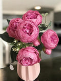 30cm Rose Pink Silk Flowers | Peony Artificial Flowers | 5 Big Heads 4 Small Bud Flowers | Bride Wedding Home Decor Flowers | Floral Supply silk flower