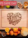 Traditional 4th Anniversary Gift, Personalized 4 Year Anniversary Cutting Board, Fruit and Flowers Gift for Wife, Gift for Him, Four Years ANNIVERSARY