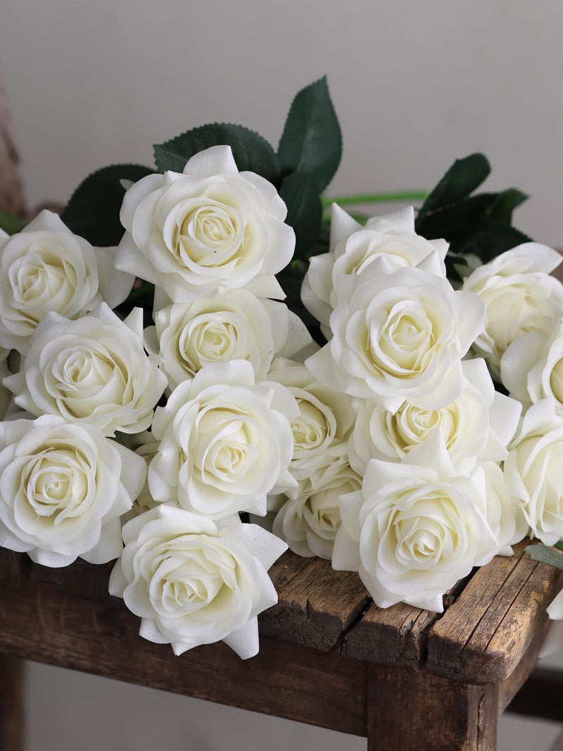 16" White Roses, Real Touch Roses, Real Touch Flowers, Silk Roses, Fake Flowers, White Flowers, Garden Flower Gift silk flower