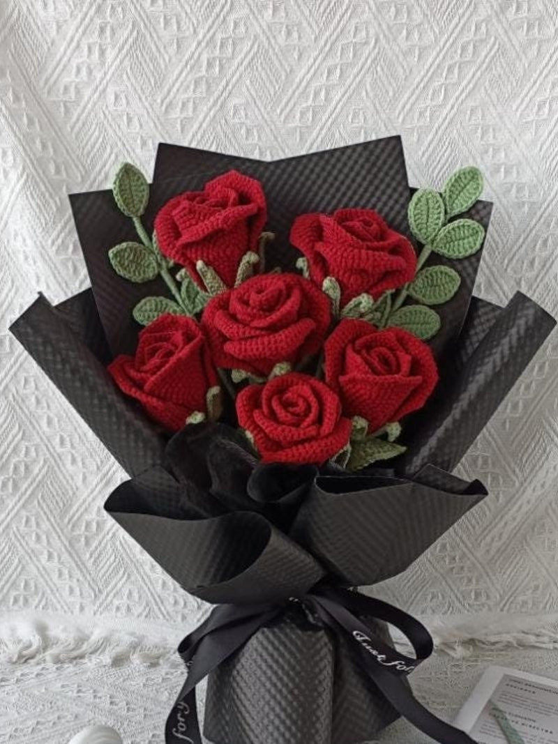 Handmade Crochet Rose Bouquet: Everlasting Valentine's Gift ANNIVERSARY