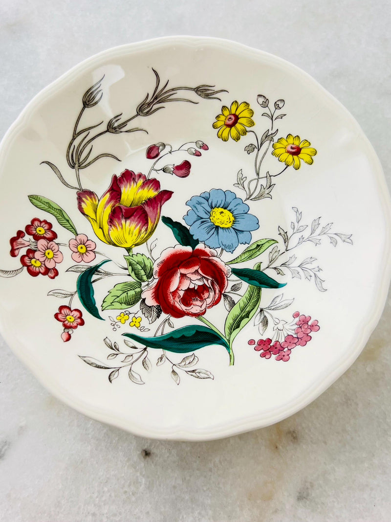Vintage Copeland Spode Gainsborough Fruit Dessert Bowl, set of 5, transferware, floral pattern, scalloped rim, vintage dinnerware, gift flower spore
