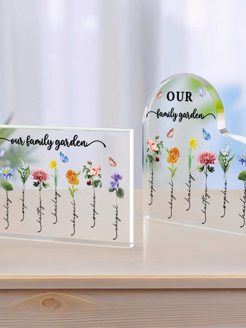 Personalized Birth Month Flower Garden Sign: Acrylic Family Christmas Gift birthday flower