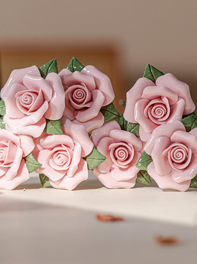 Handmade Porcelain Rose Sculpture: Ceramic Flower Garden Stake ANNIVERSARY