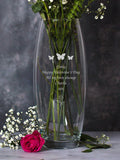 Personalised Glass Bullet Vase 26CM Tall For Weddings Anniversary Valentines Mothers Day Women Mum Birthday ANNIVERSARY