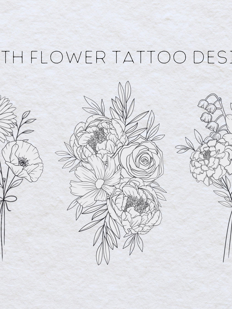 Custom Birth Flower Tattoo, Birth Flower Bouquet, Custom Floral Tattoo, Custom Family Tattoo, Birthday Flower Tattoo, Birth Month Tattoo birthday flower
