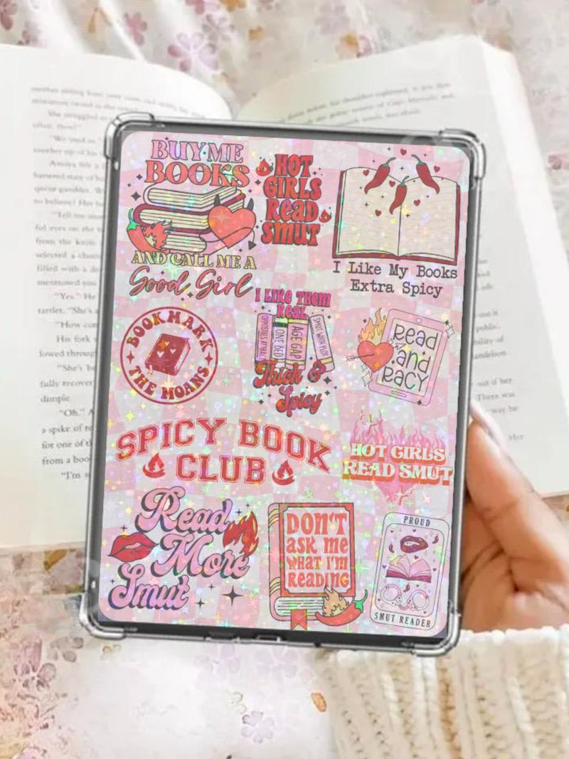 Romance Kindle Insert Kindle Smut Paper E-Reader Holographic Insert Kindle Glitter Cardstock Decor Bookish Accessories Gift for Book Love Love Romance Flower
