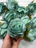 Turquoise Flower Heads 3" Wedding Teal Roses Artificial Aqua Flowers Sea Glass Flowers Heads Wedding Supplies Craft Teal Blue Silk Flowers silk flower