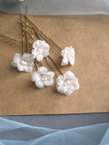 Set of 5 flower bridal hair pins. Wedding Hair Pins. Pearl Hair Pins. Bridal Hairpins. Hair Pins for Wedding silk flower