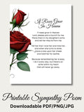 Loss of Daughter Sympathy Poem: Red Rose Memorial Art (Digital Download, Commercial Use License) sympathy flower