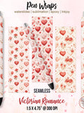 Victorian Romance Pen Wrap Sublimation PNG: Valentine Pen Wrap Bundle, Waterslide Pen Wrap, Valentines Day Roses Epoxy Pen Wraps, Custom Pen Love Romance Flower