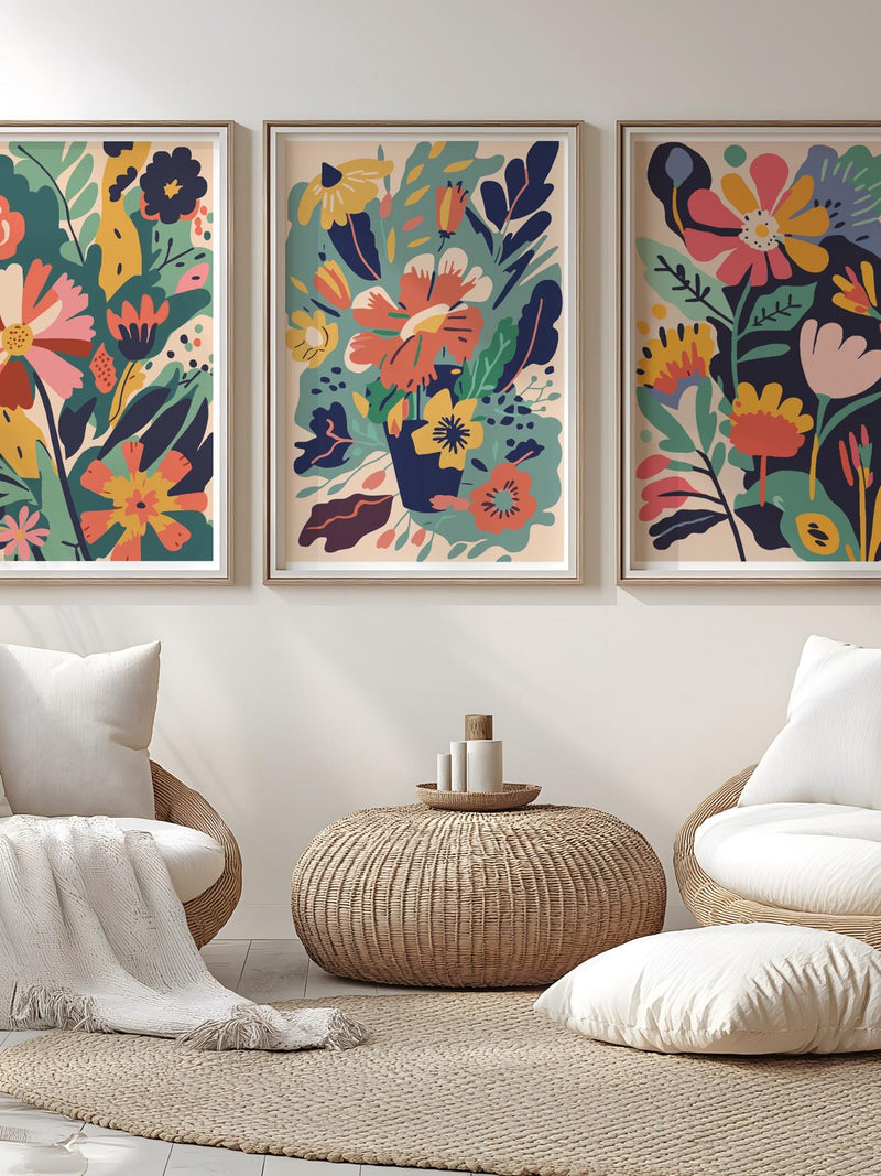 Botanical Flower Print Set: Danish Pastel Mid Century Art (Digital Download) house warming flower