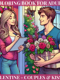 VALENTINE - Couples & Kisses - Adult Colouring Book Gift, Scenes of Love, Romance, Flowers, Candy, Dancing and Romancing loved ones. Love Romance Flower