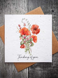 Plantable Sympathy Card | Poppy Sympathy Card | Eco-Friendly Wildflower Seed Card | Thinking Of You Poppy Sympathy Card sympathy flower
