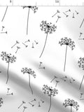 Dandelions Fabric - Black + White Blowing Dandelions By Misstiina - Flowers Simple Floral Cotton Fabric By The Yard With Spoonflower flower spore