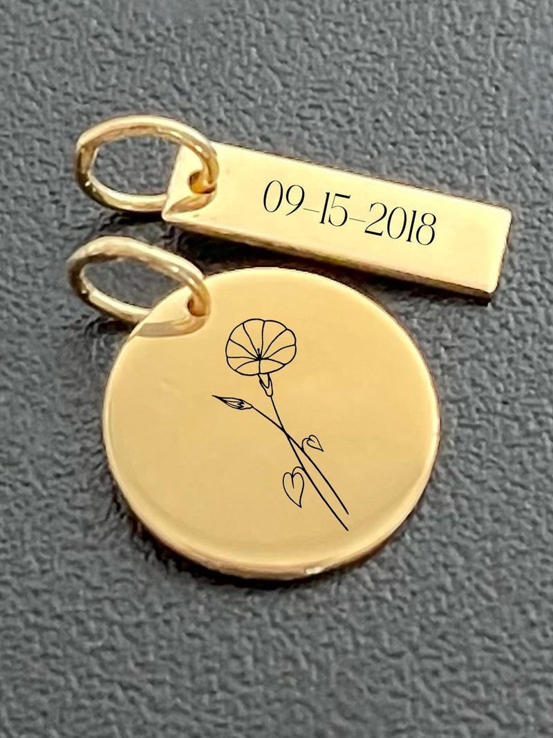 Couple Birth Flower Necklace, Personalized Anniversary Flower Pendant ANNIVERSARY