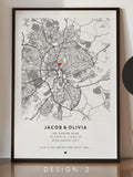 Personalized Couple Map Print - Engagement, Anniversary Gift, Print for Couples ANNIVERSARY
