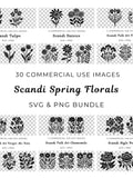 Scandi Spring Floral SVG Bundle, Nordic Flower PNG (Digital Download) flower spore