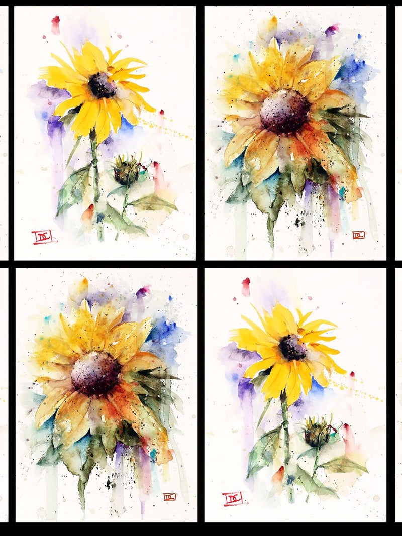 SUNFLOWERS set of 8 Blank cards, Watercolor Flower & Floral Art by Dean Crouser sympathy flower