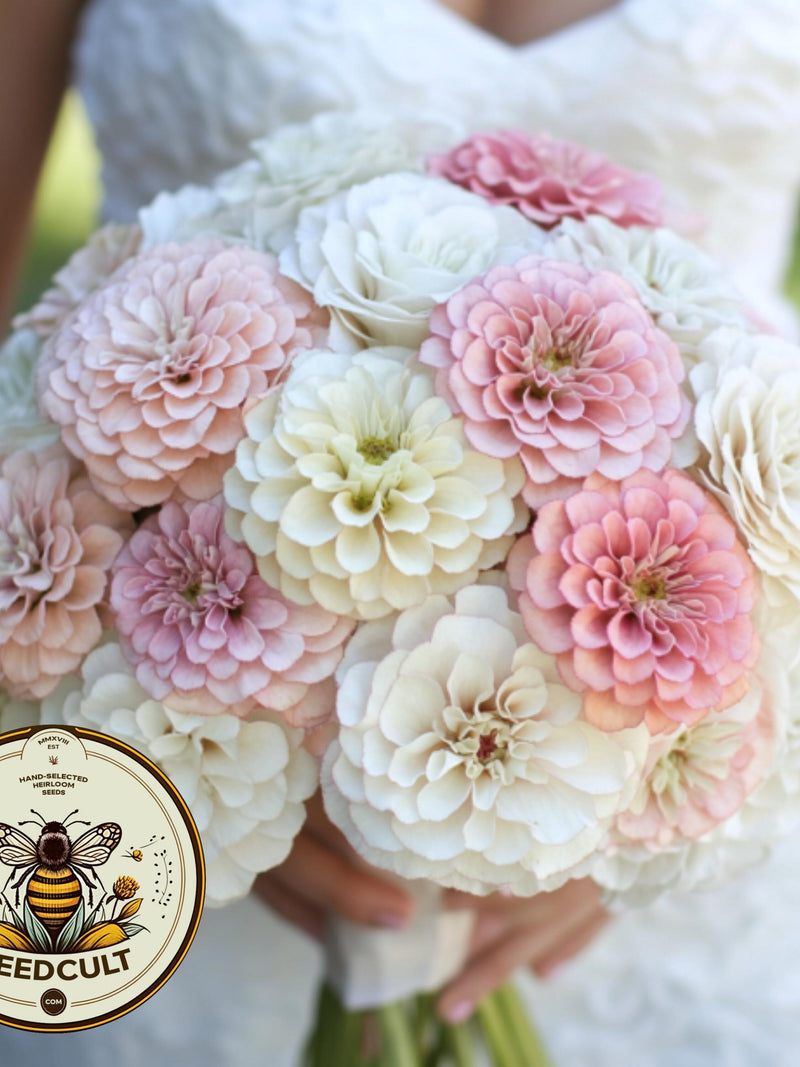 Blushing Bride Zinnia Seeds Mix, Pink and White, Zinnia Elegans ZE421C flower seeds