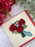 Quilled Red Roses greeting cards | handmade paper art | Birthdays | Anniversary | Blank card | special card for wife | Black Friday deals Love Romance Flower