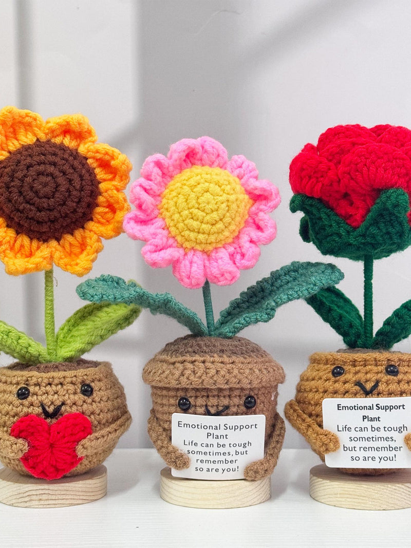 Adorable Emotional Support Plant-Handmade Crochet Flowers in Pot-Sunflower/Rose/Daisy,Crochet Flower Desk Decor,Mother's Day Gift for her FLOWER DELIVERY