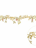 Floral Gold Happy Birthday Banner, Floral Birthday Banner, Birthday Banner for Her, Happy birthday banner for Mum,  Mum's Birthday birthday flower